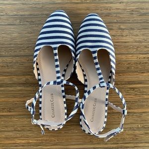 Charter Club Women's Blue and White Striped Shoes